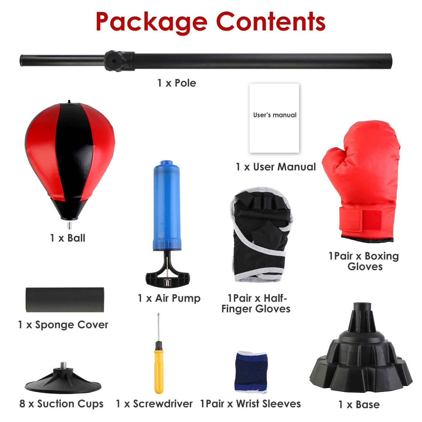 Punching Bag With Stand Free Standing Boxing Ball For Adults 43.3-63in Height Adjustable Boxing Bag With Gloves Wrist Sleeves Stable Suction Base For Fitness Speed Training