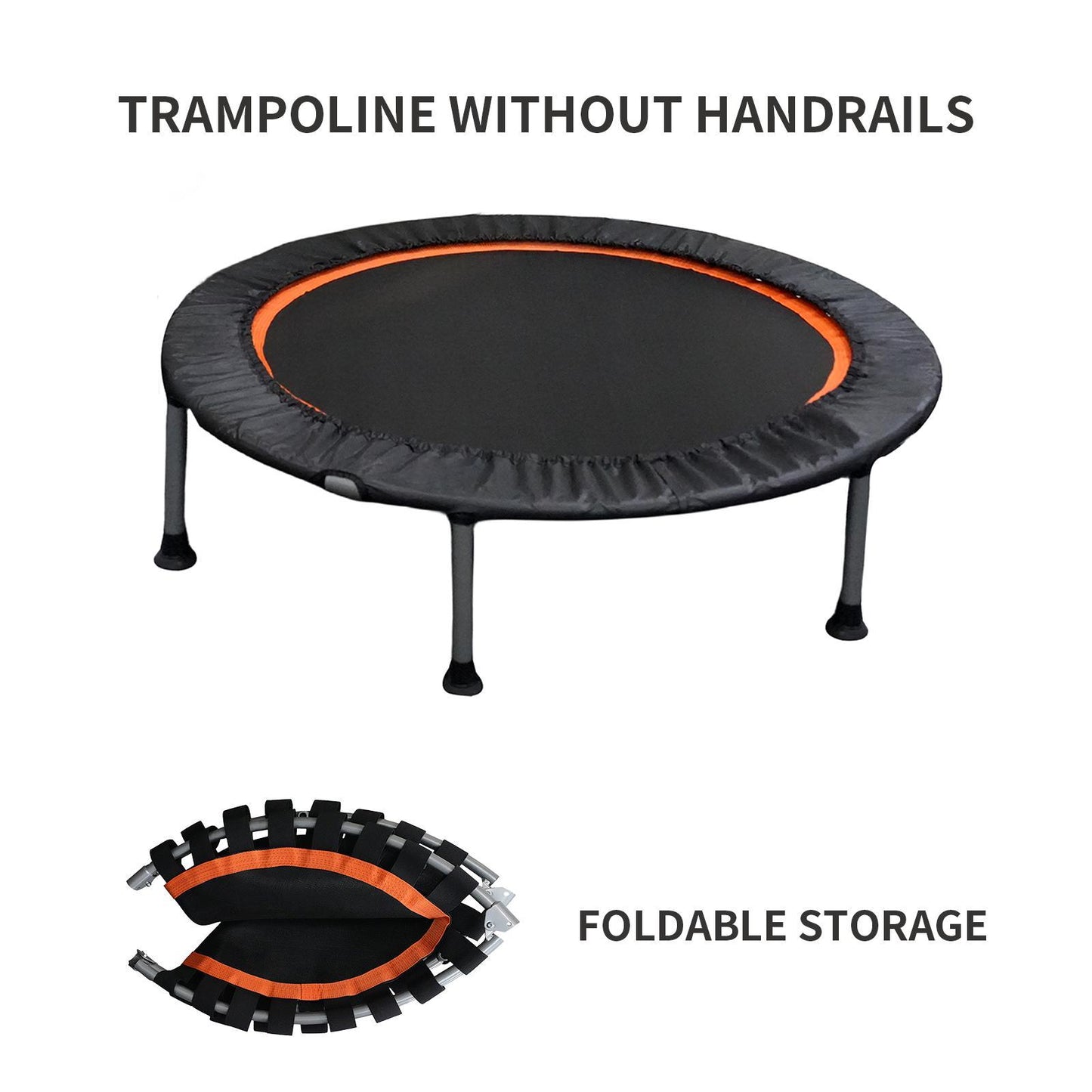 Folding Mini Fitness Trampoline With Adjustable Handles For Adults, Suitable For Indoor And Outdoor Exercise