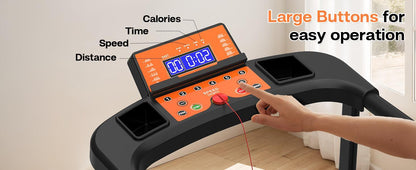 Elderly Rehabilitation Treadmill With Long Armrests LCD Display 300 Lbs Weight Capacity 3 Control Modes Cup Holder 0.5 To 7.5 MPH Speed Safety Key Easy-Move Wheels