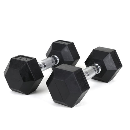15LB 2 HDRS Rubber Coated Solid Cast Iron Dumbbells, Not Shipped On Weekends