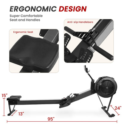 Only Supports Self Pickup-Professional Indoor Rowing Machine, Wind Resistance Rowing Machine With LCD Display, Adjustable Air Resistance, Comfortable Seat Cushions