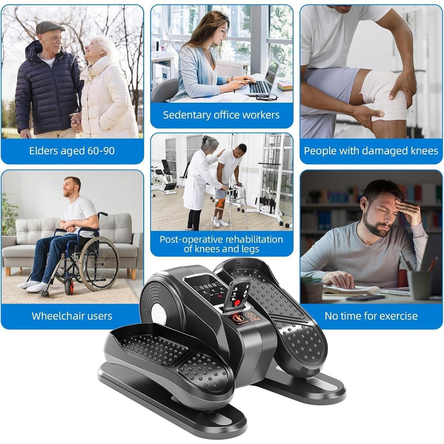 Specialized For The Elderly, This Sit-down Elliptical Leg Exerciser Features A Large Anti-slip Pedal, An LCD Display, And A Remote Control