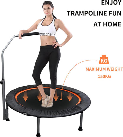 Folding Mini Fitness Trampoline With Adjustable Handles For Adults, Suitable For Indoor And Outdoor Exercise