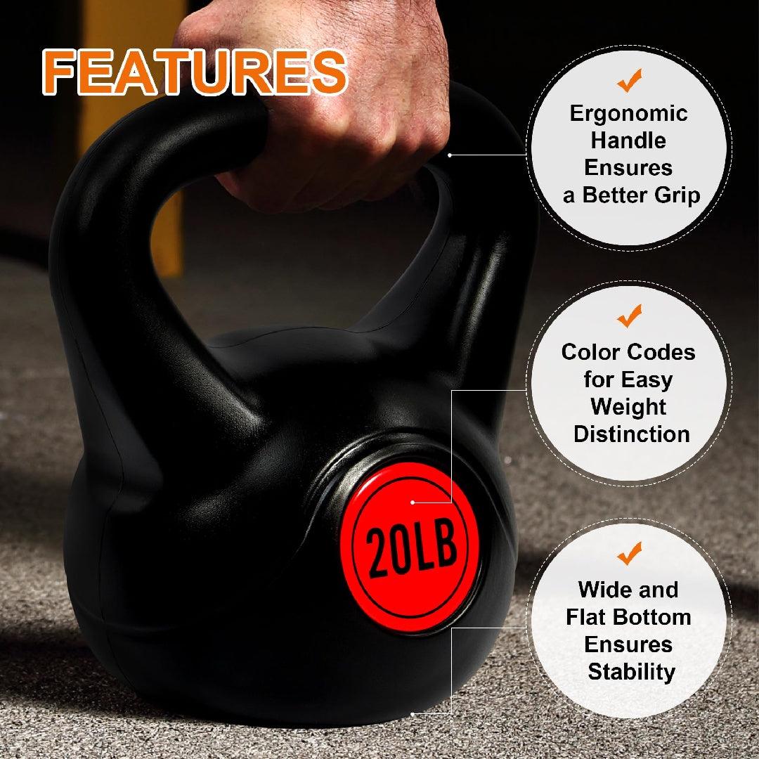 Only Supports Self Pickup  Wide Grip 3-Piece Or 4-Piece Kettlebell Fitness Weight Sets Of 5 Lbs, 10 Lbs, 15 Lbs, And 20 Lbs, 3-Piece Sets