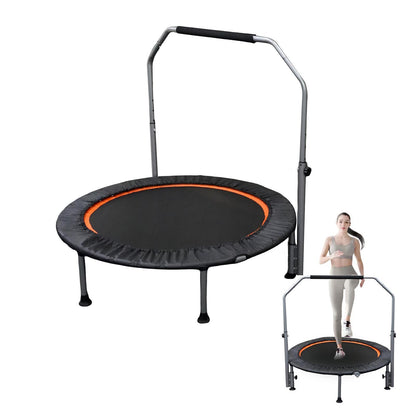 Folding Mini Fitness Trampoline With Adjustable Handles For Adults, Suitable For Indoor And Outdoor Exercise