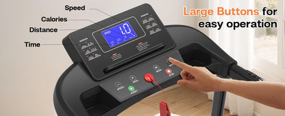 Elderly Rehabilitation Composite Shock-absorbing Treadmill With Extended Handrails And Enlarged Running Platform, Suitable For The Elderly, Load-bearing 300 Pounds, Safety Key, Easy-to-move Wheels