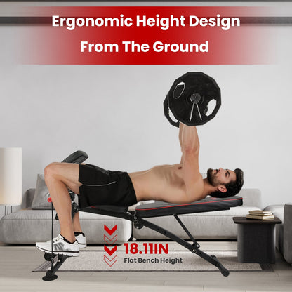 1Pc  Adjustable Weight Bench With Preacher Curl Pad Resistance Bands Leg Extension For Home Gym Full Body Exercise Fedex Shipping