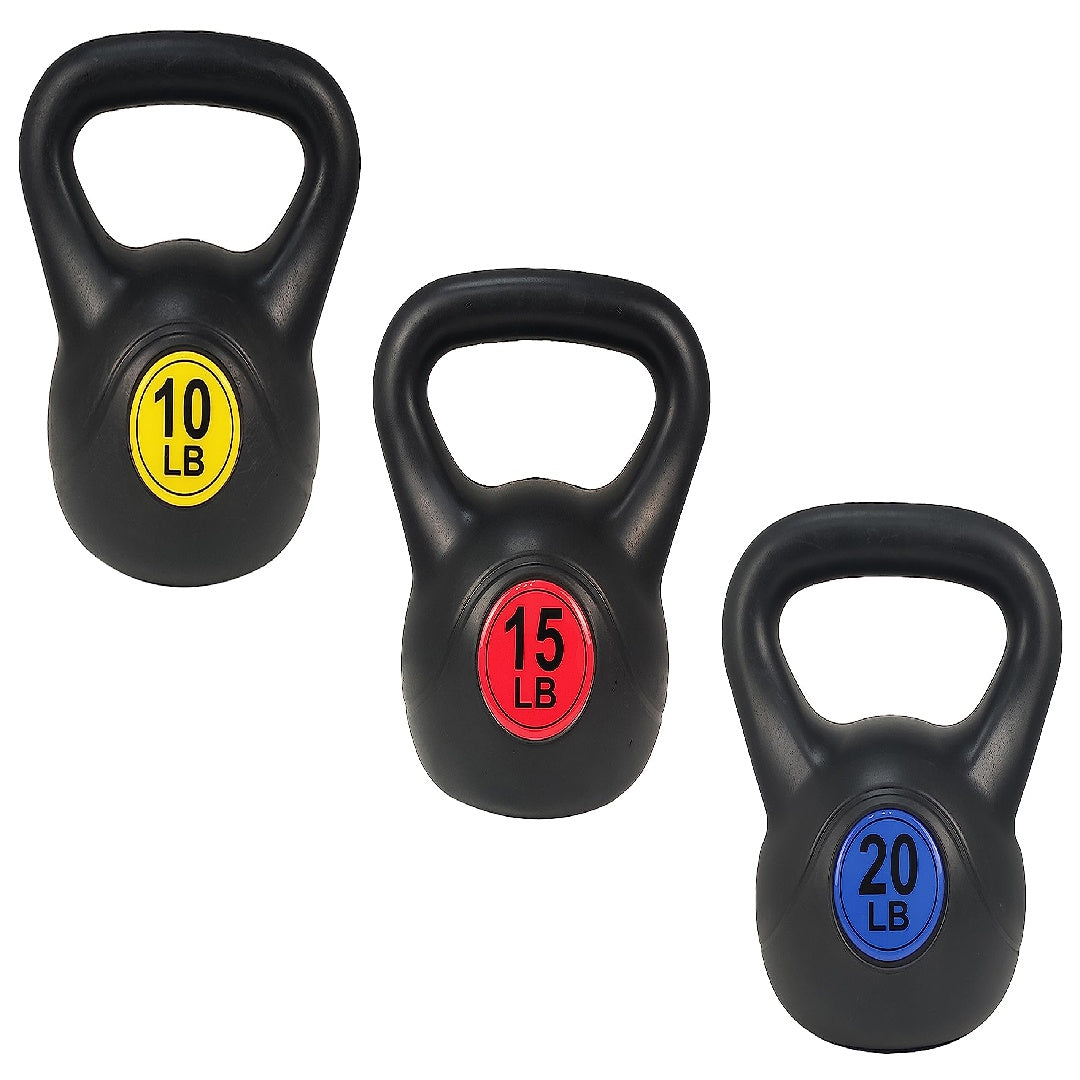 Only Supports Self Pickup  Wide Grip 3-Piece Or 4-Piece Kettlebell Fitness Weight Sets Of 5 Lbs, 10 Lbs, 15 Lbs, And 20 Lbs, 3-Piece Sets