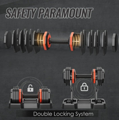 Adjustable Dumbbell Set, 10 In 1 Free Dumbbell For Men And Women, Black Dumbbell For Home Gym, Full Body Workout Fitness, Fast Adjust By Turning Handle 10 Gears55 LB