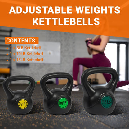 Only Supports Self Pickup  Wide Grip 3-Piece Or 4-Piece Kettlebell Fitness Weight Sets Of 5 Lbs, 10 Lbs, 15 Lbs, And 20 Lbs, 3-Piece Sets